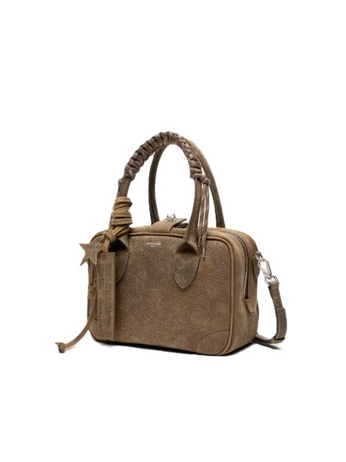 Vita Bag in pelle scamosciata verde militare con motivo floreale in rilievo e dettagli argento Golden Goose | GWA00470.A000915.35674MILITARY GREEN